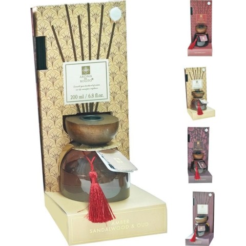 DIFFUSORE VETRO LEGNO 200 ML. 4 COLORI